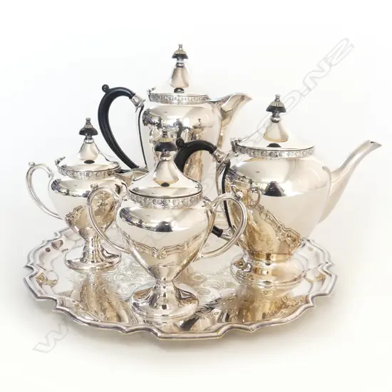 5 PCE S/PLATE TEA & COFFEE SET ON TRAY