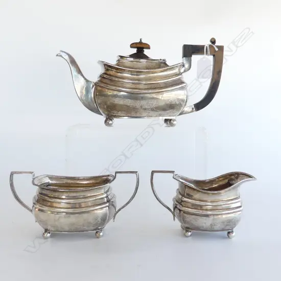 3 PCE STG SILVER TEASET, B'HAM 1927 1040gm