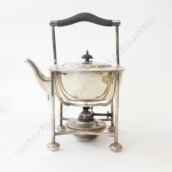 CHRISTOPHER DRESSER STYLE SILVER PLATE SPIRIT KETTLE H.270mm