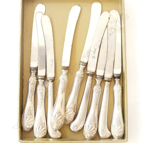9 STG SILVER PATE KNIVES, 6x SHEFFIELD 1901, 3x OTHER 