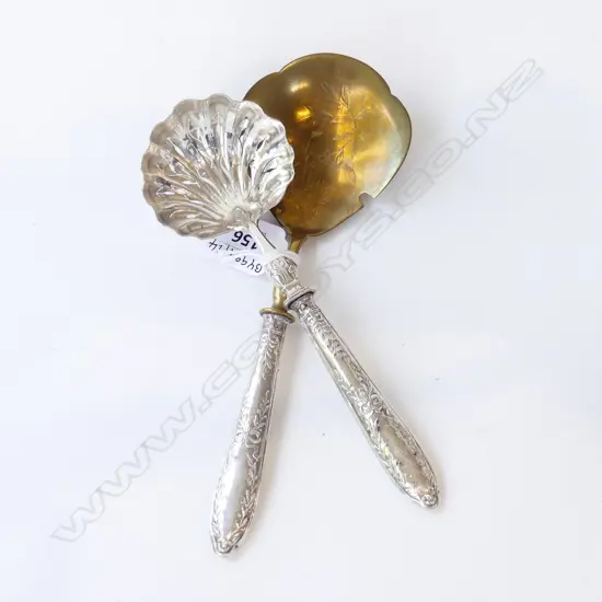 2 CONT (French) SILVER HANDLED SERVING SPOONS 1 by Crossard Joseph