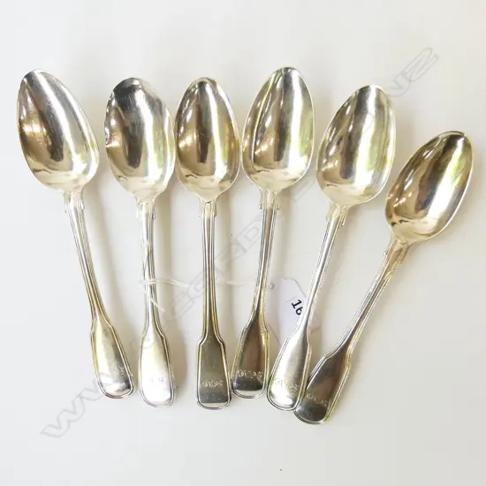 6 STG SILVER DESSERT SPOONS, LONDON 1823 287gm