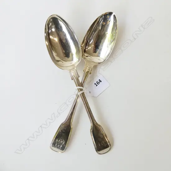 2 HALLMARKED STG SILVER TABLE SPOONS 156gm