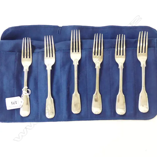 6 HALLMARKED STG SILVER FORKS, ASST. DATES L.170mm 337gm