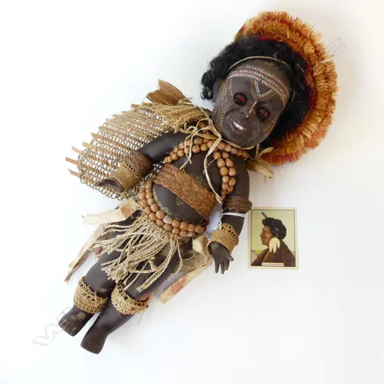 MATTI AUSTRALIA PAPUA NEW GUINEA ABORIGINAL DOLL 1960’S L.35CM