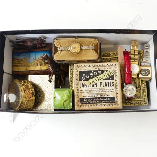 BOX ASST., 5 WATCHES ETC