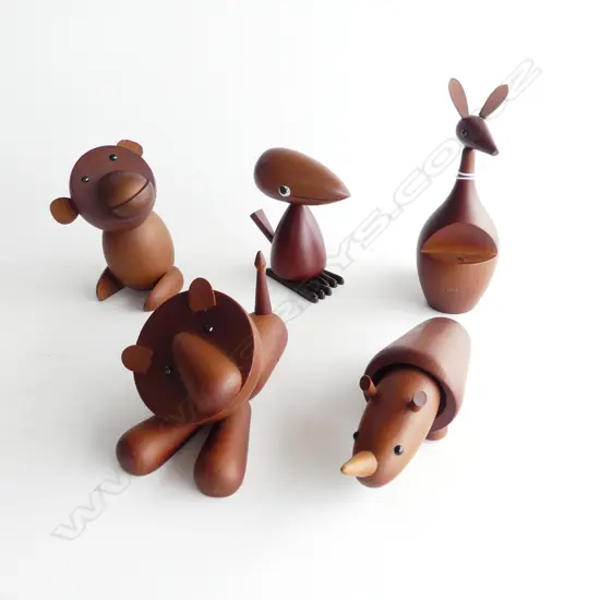 5 SENSHUKAI 1960 JAPANESE CHERRY WOOD ANIMALS