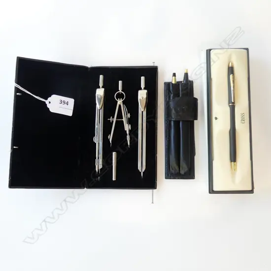3 CROSS BALL POINT PENS, IN 2 CASES + KINEX DIVIDER SET