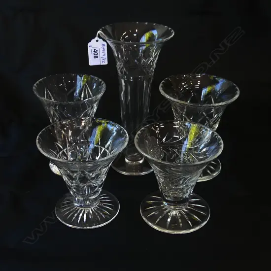 FIVE ENGLISH CUT CRYSTAL VASES –  ROYAL BRIERLEY, WEBB CORBETT & RICHARDSON H.10-20CM