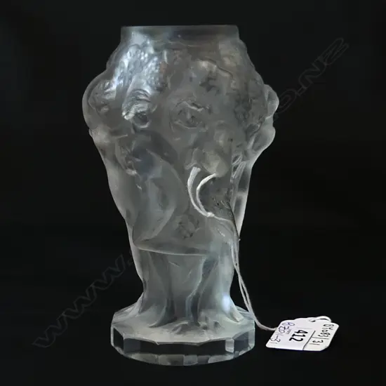 SMALL LALIQUE FIGURAL VASE H130MM