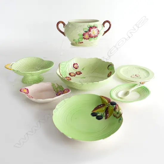 8 PCS PINK & GREEN ENGLISH CARLTON WARE