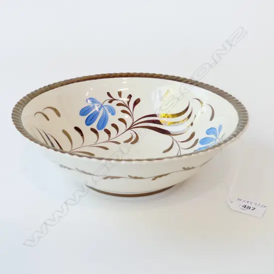 GRAYS POTTERY HAND PAINTED COPPER LUSTRE BOWL STOKE ON TRENT D. 235MM