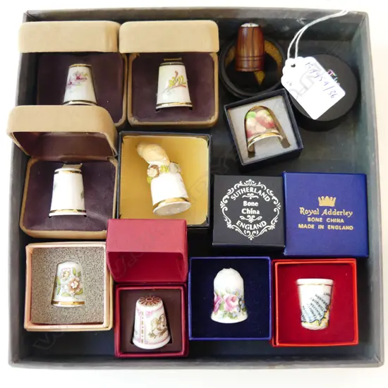 COLLECTION OF TEN PORCELAIN THIMBLES SPODE, ROYAL ADDERLEY, HEREFORD ETC