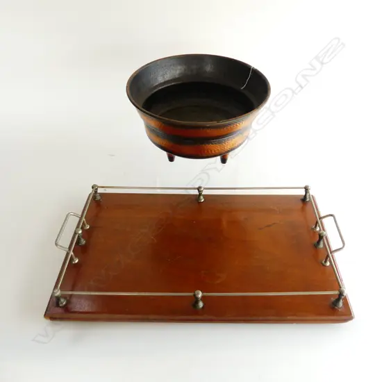 VINTAGE COPPER PLANTER & ART DECO DRINKS TRAY