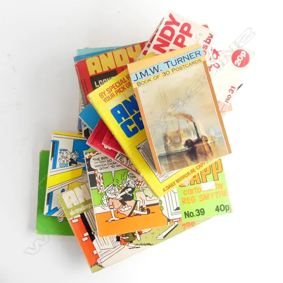 13 ANDY CAPP BOOKS & BOOK OF JMW TURNER POSTCARDS
