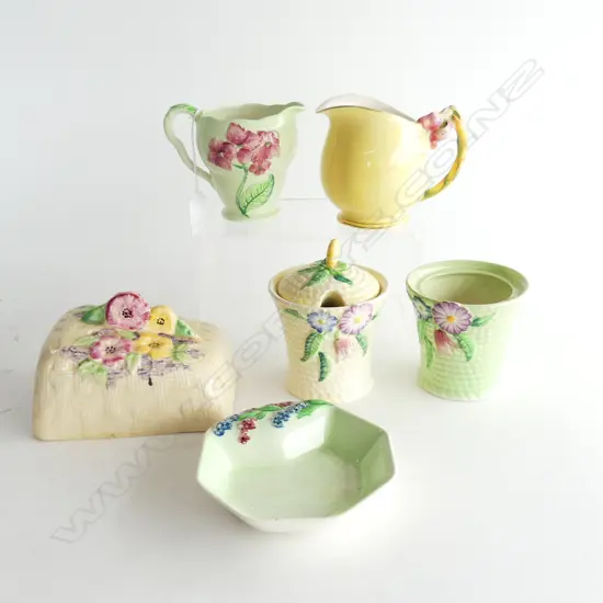 5 PCS CARLTON WARE & A YELLOW ROYAL WINTON JUG