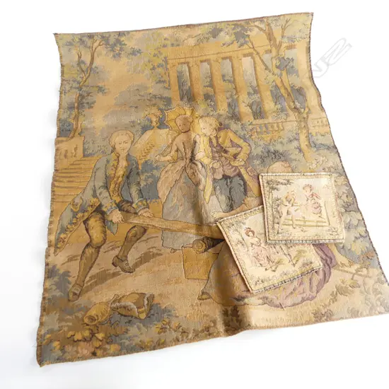 FRANCE MACHINE TAPESTRY 19thC classical seesaw 765 x 635mm + 2 smaller