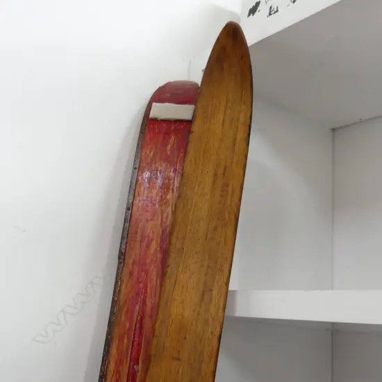 PR VINTAGE WOODEN SKIS L.2050mm + PR POLES