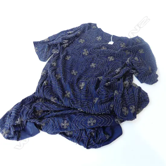 VINTAGE BEADED 1920s STYLE SHIFT DRESS SIZE 14 some damage