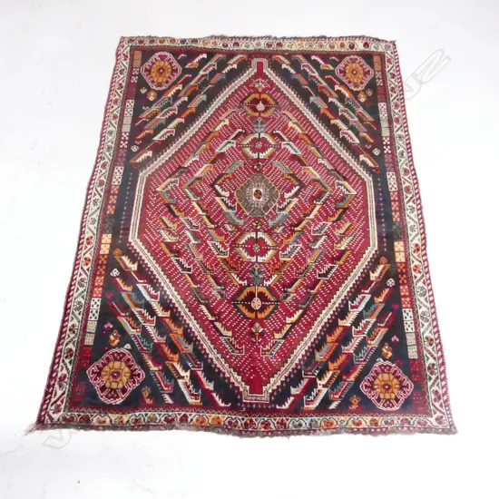 HAND KNOTTED PERSIAN SHIRAZ AREA RUG, ALL WOOL 1590 x 1170mm