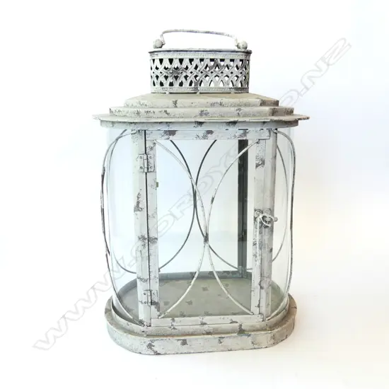 WHITE PAINTED METAL LANTERN H.500mm