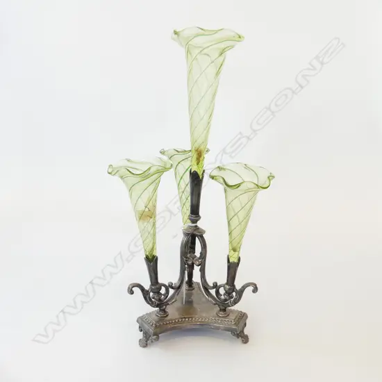 EP & GREEN GLASS EPERGNE H.335mm