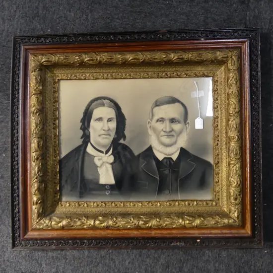 VICTORIAN DOUBLE PORTRAIT - PASTEL ON PAPER 395x500mm - BORER