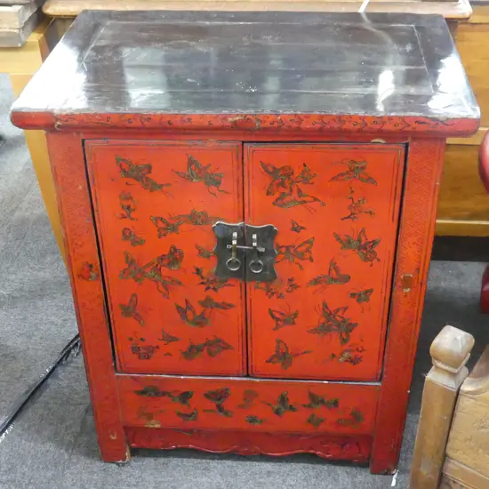 ORIENTAL RED LACQUER CABINET 695x435x820mm