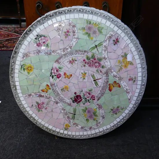 HAND TILED MOSAIC TABLE TOP 720mm dia
