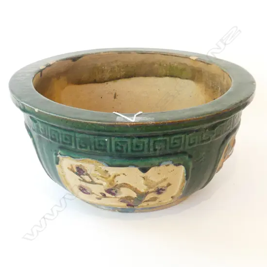 ORIENTAL GLAZED CERAMIC POT 475mm dia