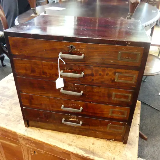 VINTAGE WOODEN JAPANESET COLLECTORS 5 DRAWER CABINET 410x275x395mm