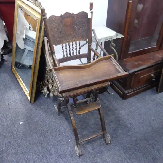 SPINDLE BACK CHILDS HIGH CHAIR / ROCKER 