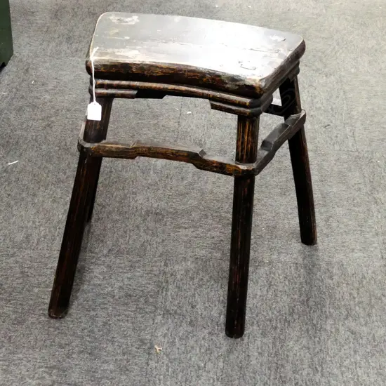 ORIENTAL EBONISED STOOL 400x370x535mm