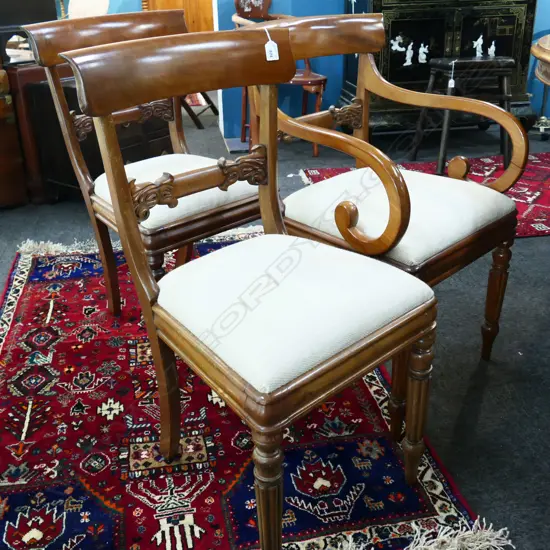 3X VICTORIAN MAHOGANY REUPHOLSTERED DINING CHAIRS ONE A/F