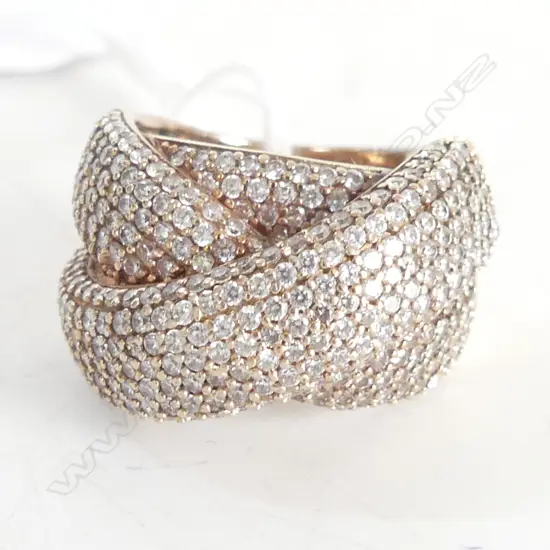 ROSE GOLD OVER S/SILVER CUBIC ZIRCONIA RING WEIGHT 12,1GMS