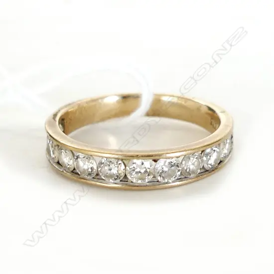 9ct GOLD & 12 DIAMOND ETERNITY BAND channel set 2.42gms