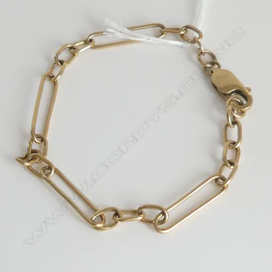 9ct YELLOW GOLD RAIL LINK BRACELET 7.25gms  200mm