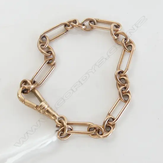 9ct GOLD C1900 ALBERT CHAIN BRACELET 13gms  210mm