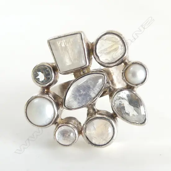 S/SILVER MOONSTONE RING WEIGHT 16.7GRMS