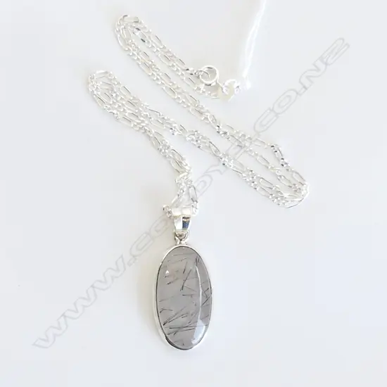 925 SILVER SET RUTILE PENDANT & CHAIN