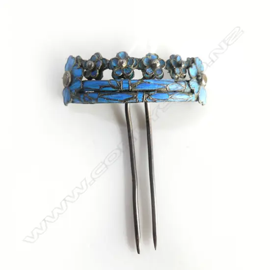 CHINESE SILVER KINGFISHER HAIR PIN W.35mm