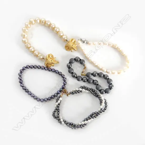 5 BRACELETS PEARL & COSTUME