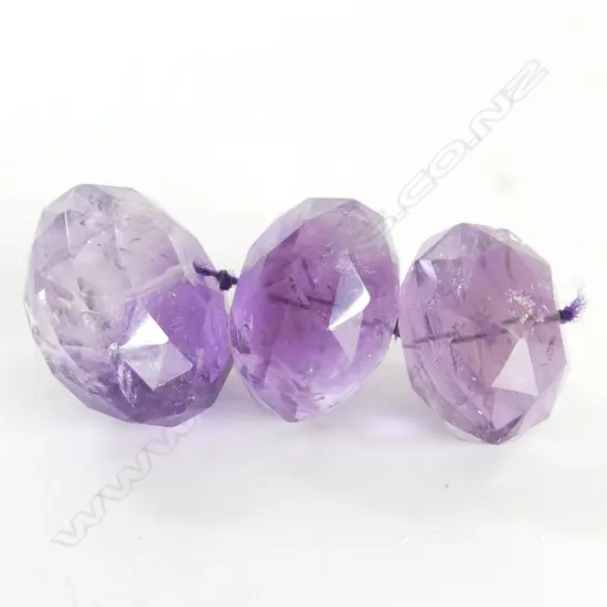 3 LARGE FACETED AMETHYST BEADS 