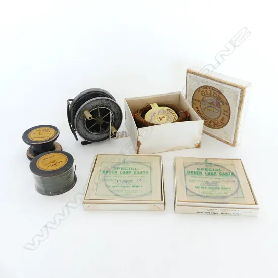 Alan Pye fishing collection: ALLCOCKS 3 3/4" AERIAL POPULAT. CASTS + LINES ETC