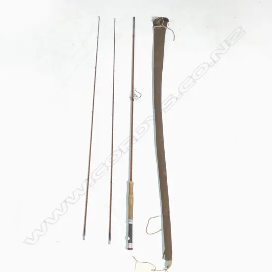 2 PIECE SPLIT TROUT ROD call the 'Joe Frost', MADE TO SUIT THE NZ CONDITIONS. Original bag 1340 mm. Circa 1938