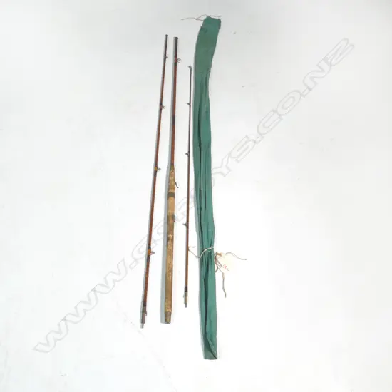 3 PIECE SPLIT CANE SALMON ROD w steel center