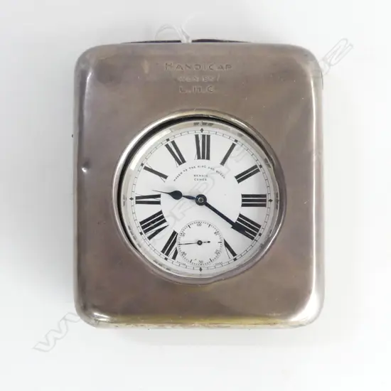 PLATED GOLIATH POCKETWATCH IN SILVER BENZIE COWES CASE, 130 x 110mm