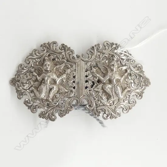 VINTAGE HIGH QUALITY INDIAN SILVER ORNATE BELT BUCKLE