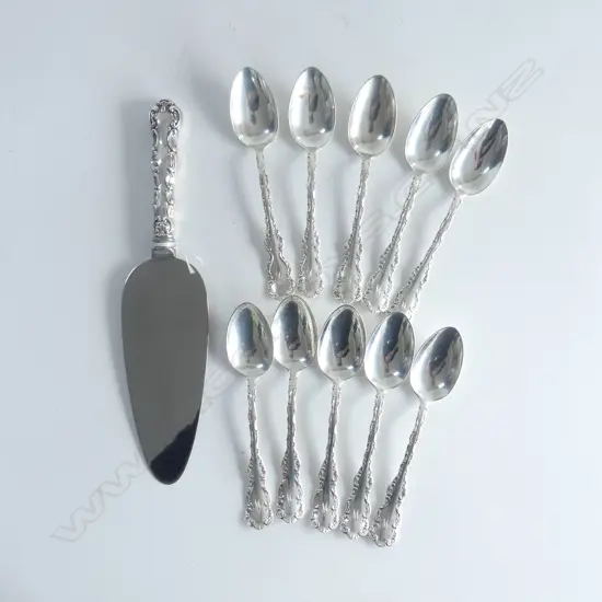 10 STG TEA SPOONS 250gms + CAKE SERVER