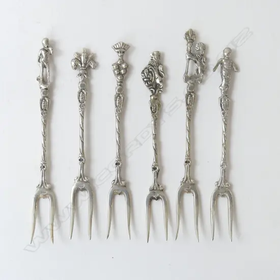 SET 6 800 SILVER FANCY OYSTER/COCKTAIL FORKS 35gms